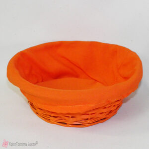 Πορτοκαλί στρογγυλό καλαθάκι με ύφασμα