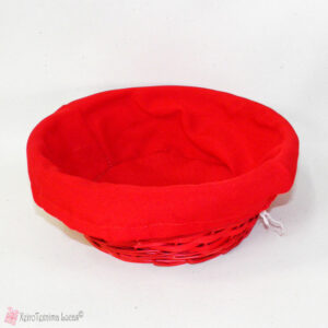 Κόκκινο στρογγυλό καλαθάκι με ύφασμα