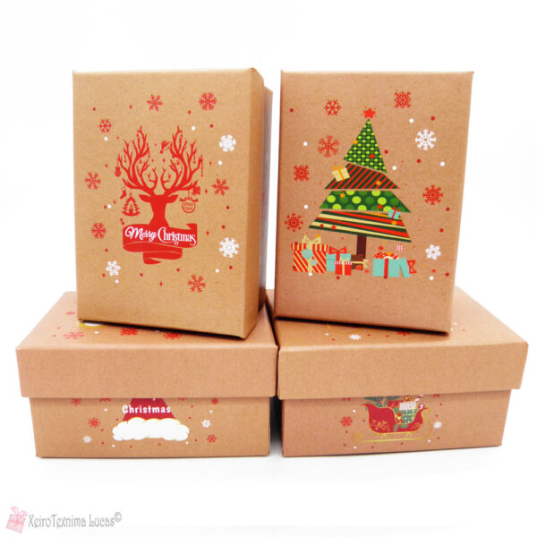 Σκληρά χάρτινα κουτιά με χριστουγεννιάτικες παραστάσεις