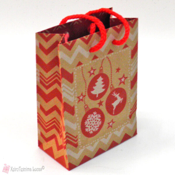 Κραφτ χάρτινη χριστουγεννιάτικη τσάντα με μπάλες