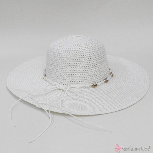 Λευκό γυναικείο ψάθινο καπέλο