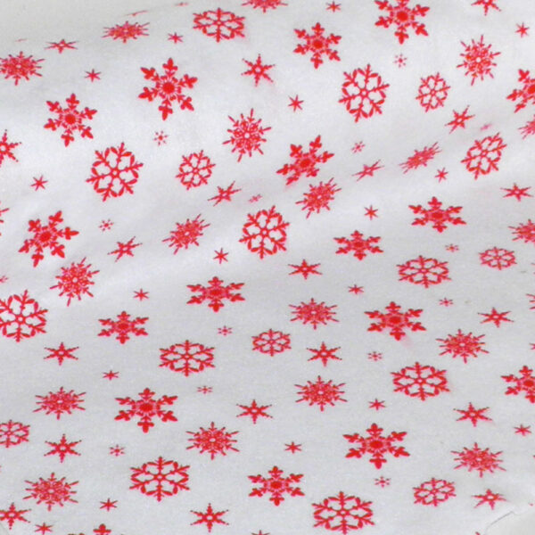 Λευκή χριστουγεννιάτικη τσόχα με κόκκινες νιφάδες