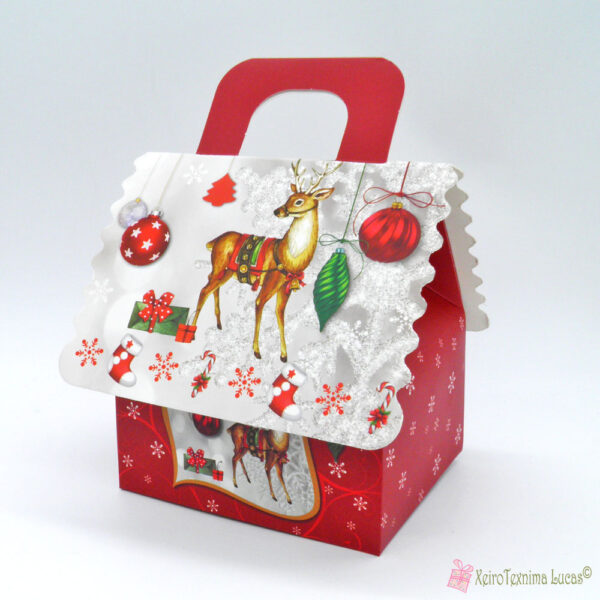 Χριστουγεννιάτικο κουτί σπιτάκι με ελαφάκι