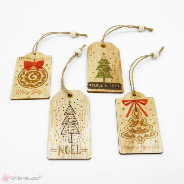 Ξύλινες χριστουγεννιάτικες ετικέτες Gift Tags set12