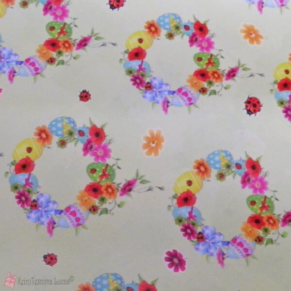 Πασχαλινό χαρτί περιτυλίγματος με λουλούδια και πασχαλίτσες