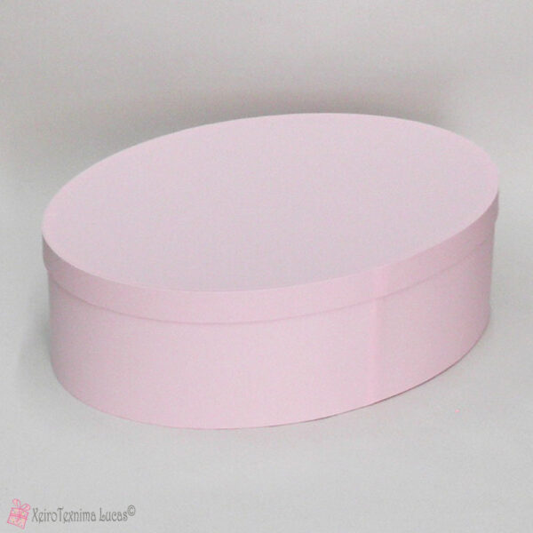 Μεγάλο οβάλ ροζ χάρτινο κουτί