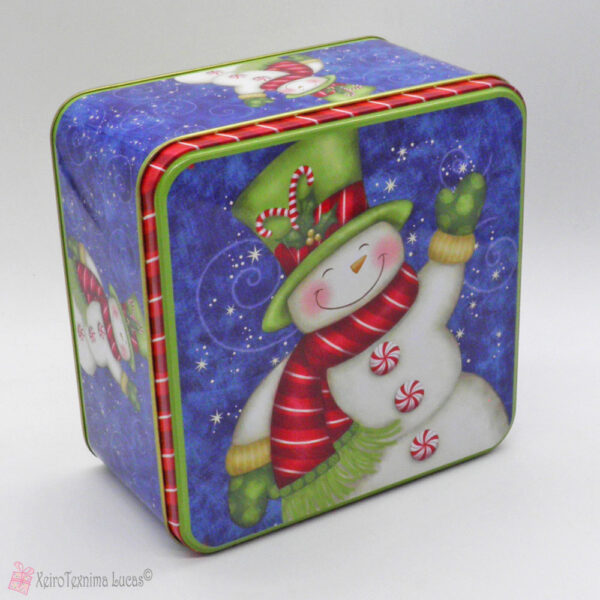 Τετράγωνα χριστουγεννιάτικα κουτιά με χιονάνθρωπο