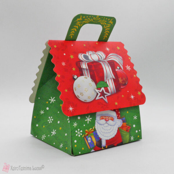 Χριστουγεννιάτικο κουτί σπιτάκι με έλατο κι δωράκι