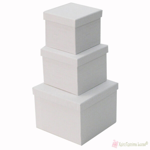 Λευκά τετράγωνα χάρτινα κουτιά για αμπαλάζ και συσκευασία δώρου
