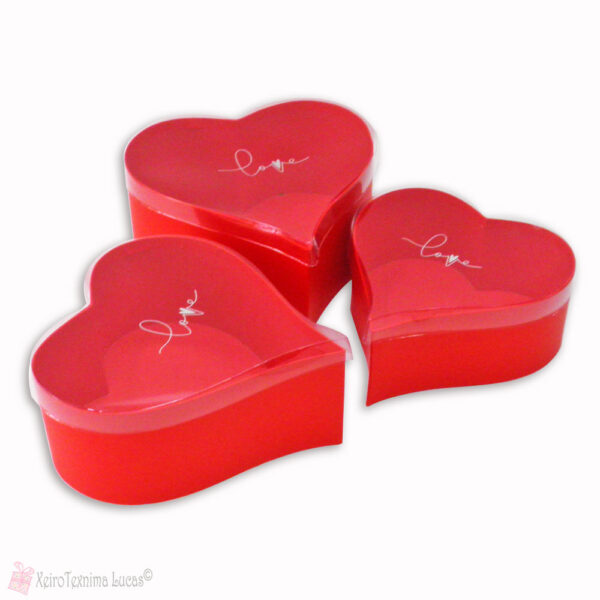 Κόκκινο χάρτινο κουτί καρδιά με διάφανο καπάκι Love