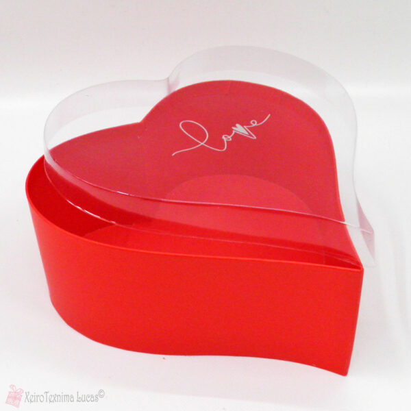 Κόκκινο χάρτινο κουτί καρδιά με διάφανο καπάκι Love