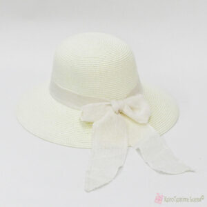 Λευκό, γυναικείο ψάθινο καπέλο