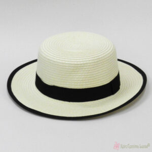 Λευκό ψάθινο καπέλο με μαύρη κορδέλα