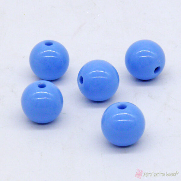 Γαλάζιες ματ πλαστικές χάντρες 12mm
