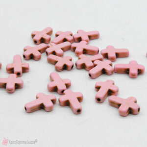 Ροζ σταυρουδάκι χαολίτης 12*15mm σετ20