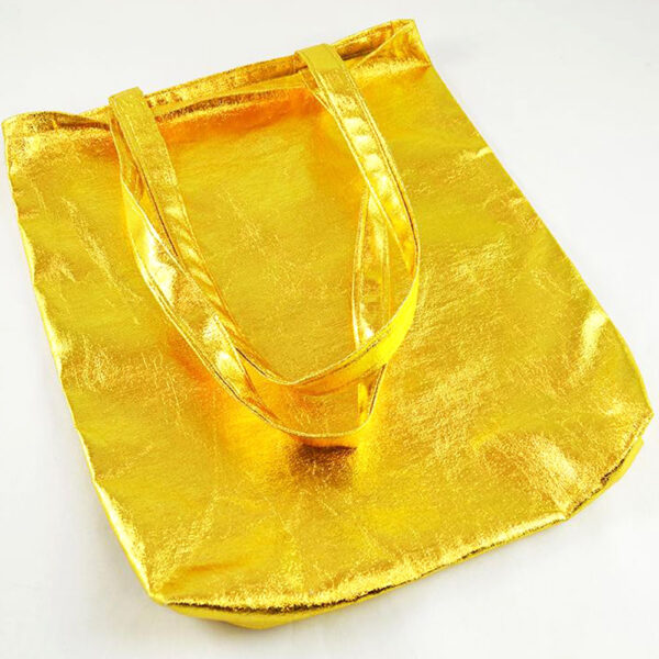 Λαμπερή χρυσή μεταλλιζέ τσάντα για ψώνια