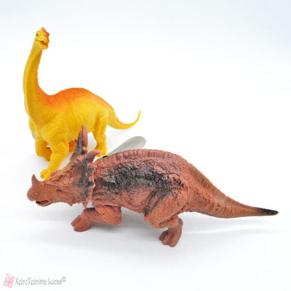 Παιχνίδι δεινόσαυρος σε καφέ ανοιχτό-μαύρο και κίτρινο χρώμα