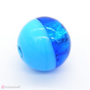 Δίχρωμη γαλάζια και μπλε στρογγυλή γυάλινη χάντρα