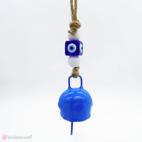 Γαλάζιο μεταλλικό κουδούνι με ματόχαντρο