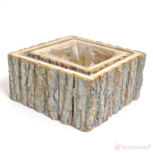 Ξύλινο τετράγωνο διακοσμητικό κασπό κατασκευασμένο από φλοιό δέντρου