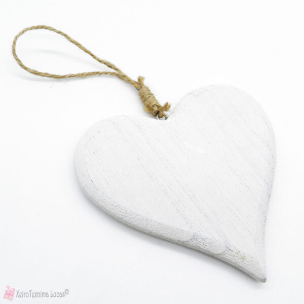 Λευκή ξύλινη καρδιά 11.5cm
