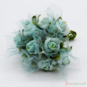 Γαλάζια τριαντάφυλλα με τούλι σετ10