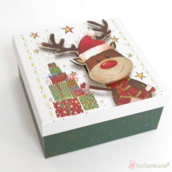 τετράγωνο χριστουγεννιάτικο κουτί με ελαφάκι