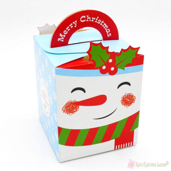 Χριστουγεννιάτικο χάρτινο κουτί με χιονάνθρωπο
