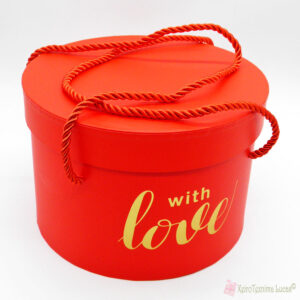 Κόκκινο στρογγυλό χάρτινο κουτί with love