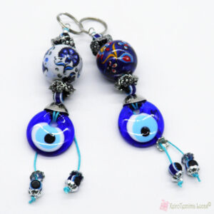 Μπρελόκ με γυάλινο μάτι και μεγάλη άσπρη ή μπλε χάντρα