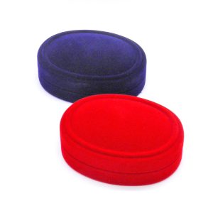Οβάλ βελούδινο κουτί κοσμημάτων σε κόκκινο και μπλε χρώμα για βραχιόλι ή ρολόι | xeirotexnima lucas