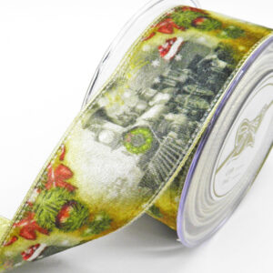 Βελούδινη vintage κορδέλα με τρένο