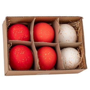 Διακοσμητικά πασχαλινά αυγά με χρυσές πιτσιλιές 6 cm - σετ 6 | xeirotexnima lucas