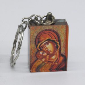 Μικρό μπρελόκ από πλεξιγκλάς με εικόνα της Παναγίας με τον Χριστό | xeirotexnima lucas