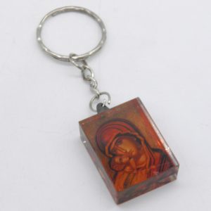 Μικρό μπρελόκ από πλεξιγκλάς με εικόνα της Παναγίας με τον Χριστό | xeirotexnima lucas