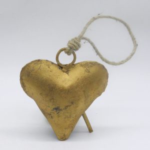 Χρυσό μεταλλικό κουδούνι 10cm σε σχήμα καρδιάς | XeiroTexnima Lucas