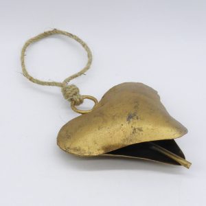 Χρυσό μεταλλικό κουδούνι 10cm σε σχήμα καρδιάς | XeiroTexnima Lucas