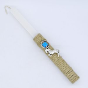 Πασχαλινή λαμπάδα με επάργυρο άλογο σε μπρελόκ | XeiroTexnima Lucas