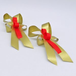 Χρυσά αυτοκόλλητα φιογκάκια με pastel κορδέλα σετ50 | XeiroTexnima Lucas