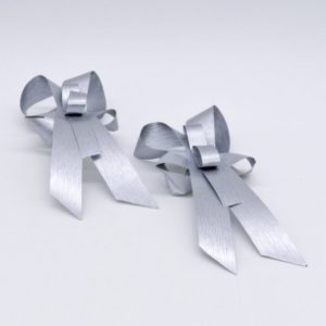 Ασημί αυτοκόλλητα φιογκάκια με pastel κορδέλα σετ50 | XeiroTexnima Lucas