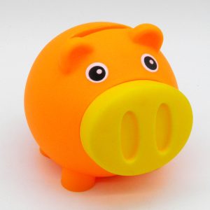 Πλαστικός κουμπαράς με πορτοκαλί γουρουνάκι | XeiroTexnima Lucas