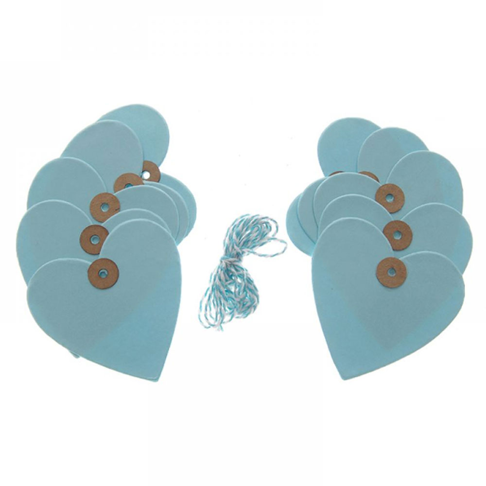 Γαλάζια χάρτινα gift tags σε σχήμα καρδιάς 7×8 cm με κορδόνι | XeiroTexnima Lucas
