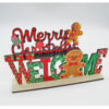 Ξύλινη επιτραπέζια πινακίδα Welcome και Merry Christmas με gingerbread 22×10 cm | XeiroTexnima Lucas