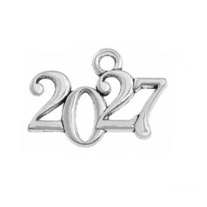 Ασημί μεταλλικό χυτό γούρι 2027 16,5×22 mm | XeiroTexnima Lucas
