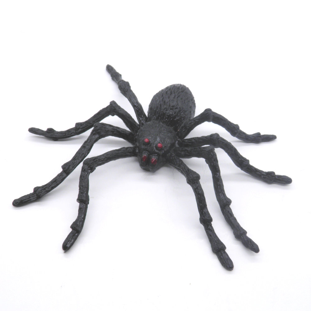 Μαύρη εύκαμπτη πλαστική αράχνη Halloween 12 cm | XeiroTexnima Lucas
